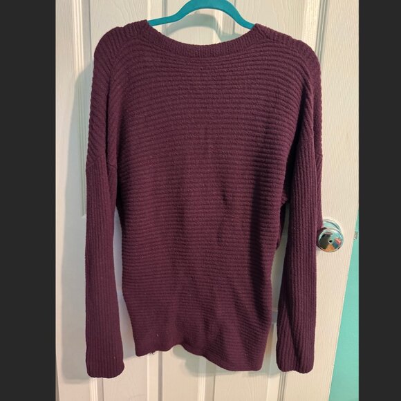 Express Ribbed Wrap Front Tunic Sweater – Deep Plum Purple – Size L - Picture 4 of 9